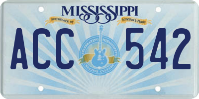 MS license plate ACC542