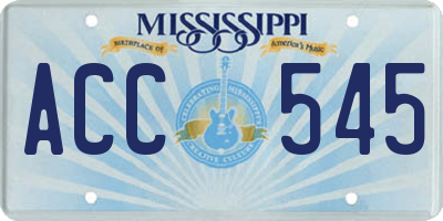 MS license plate ACC545