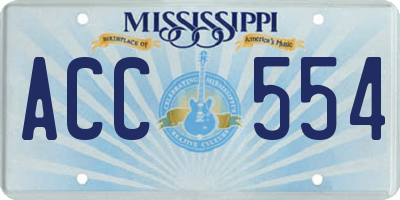MS license plate ACC554