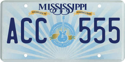 MS license plate ACC555
