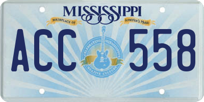 MS license plate ACC558