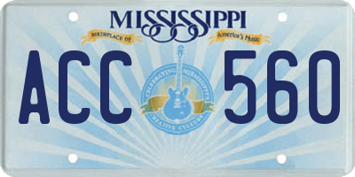 MS license plate ACC560