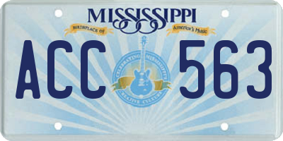 MS license plate ACC563