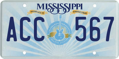 MS license plate ACC567