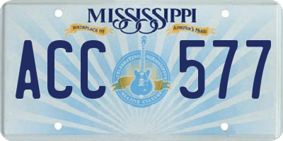 MS license plate ACC577