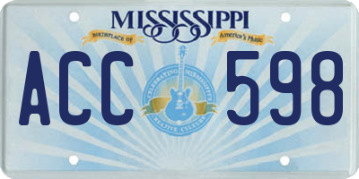 MS license plate ACC598