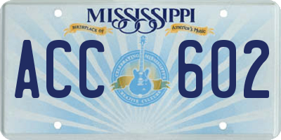 MS license plate ACC602