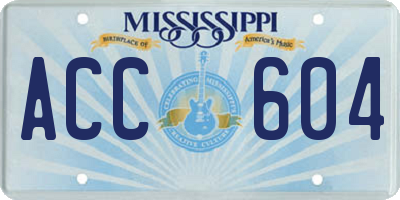 MS license plate ACC604