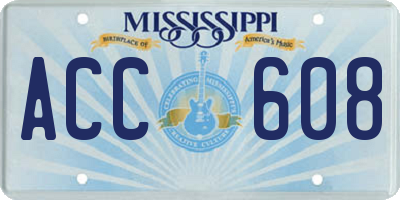 MS license plate ACC608