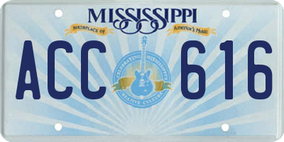 MS license plate ACC616