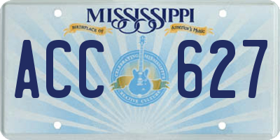 MS license plate ACC627