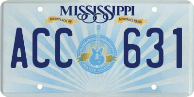 MS license plate ACC631