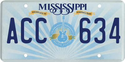 MS license plate ACC634