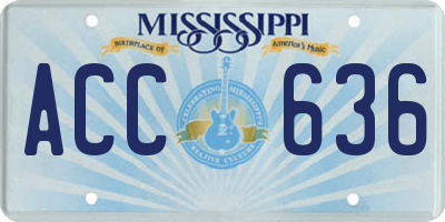 MS license plate ACC636