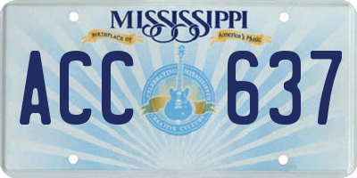 MS license plate ACC637