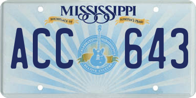MS license plate ACC643
