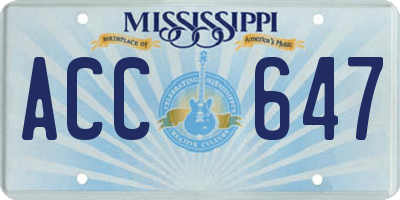 MS license plate ACC647