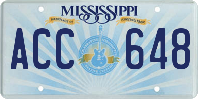 MS license plate ACC648
