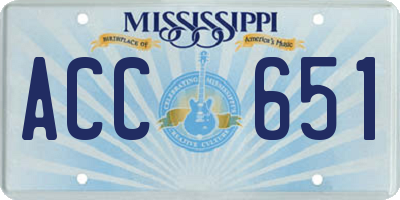 MS license plate ACC651
