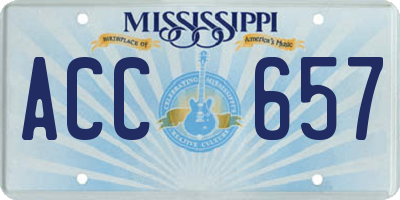 MS license plate ACC657