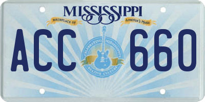 MS license plate ACC660