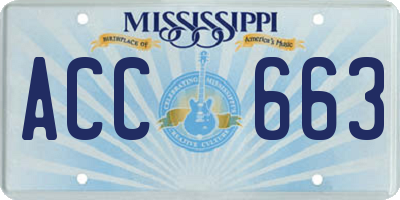 MS license plate ACC663