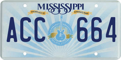 MS license plate ACC664