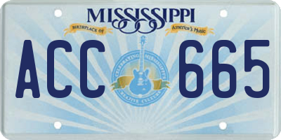 MS license plate ACC665