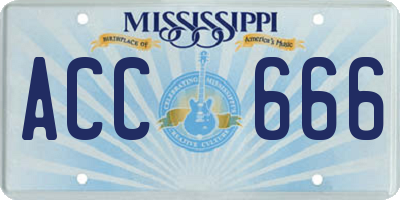 MS license plate ACC666