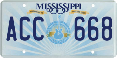 MS license plate ACC668
