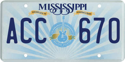 MS license plate ACC670