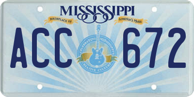 MS license plate ACC672