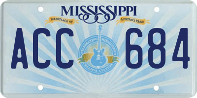 MS license plate ACC684