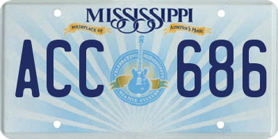 MS license plate ACC686