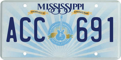 MS license plate ACC691