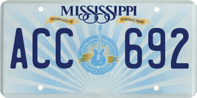 MS license plate ACC692