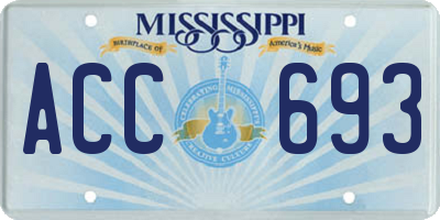 MS license plate ACC693