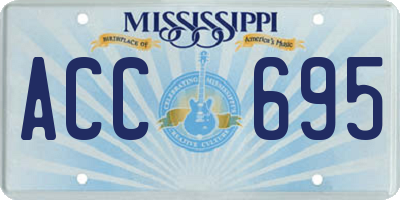 MS license plate ACC695