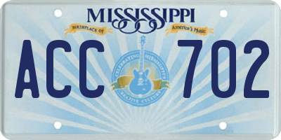 MS license plate ACC702