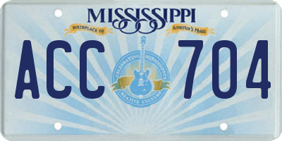 MS license plate ACC704