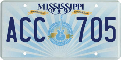 MS license plate ACC705