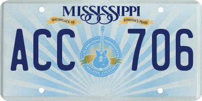MS license plate ACC706