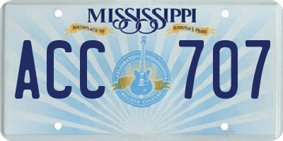 MS license plate ACC707