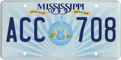 MS license plate ACC708