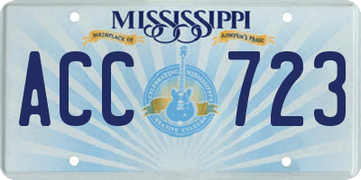 MS license plate ACC723