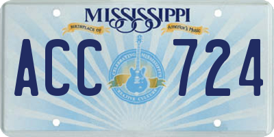 MS license plate ACC724