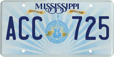 MS license plate ACC725