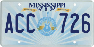 MS license plate ACC726