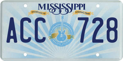 MS license plate ACC728