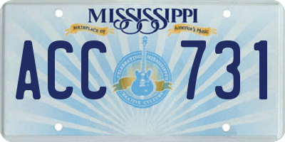 MS license plate ACC731